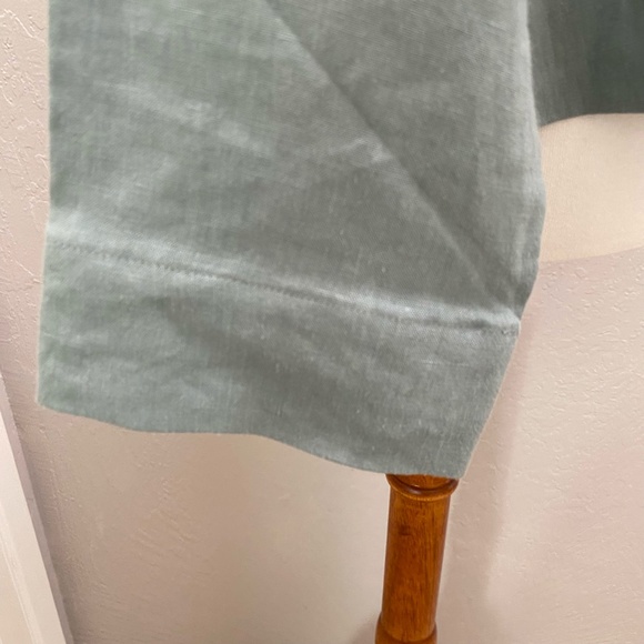 Eileen Fisher Funnel Neck Jacket Spring Linen Petite Small Tarragon Blue Green - Picture 8 of 15